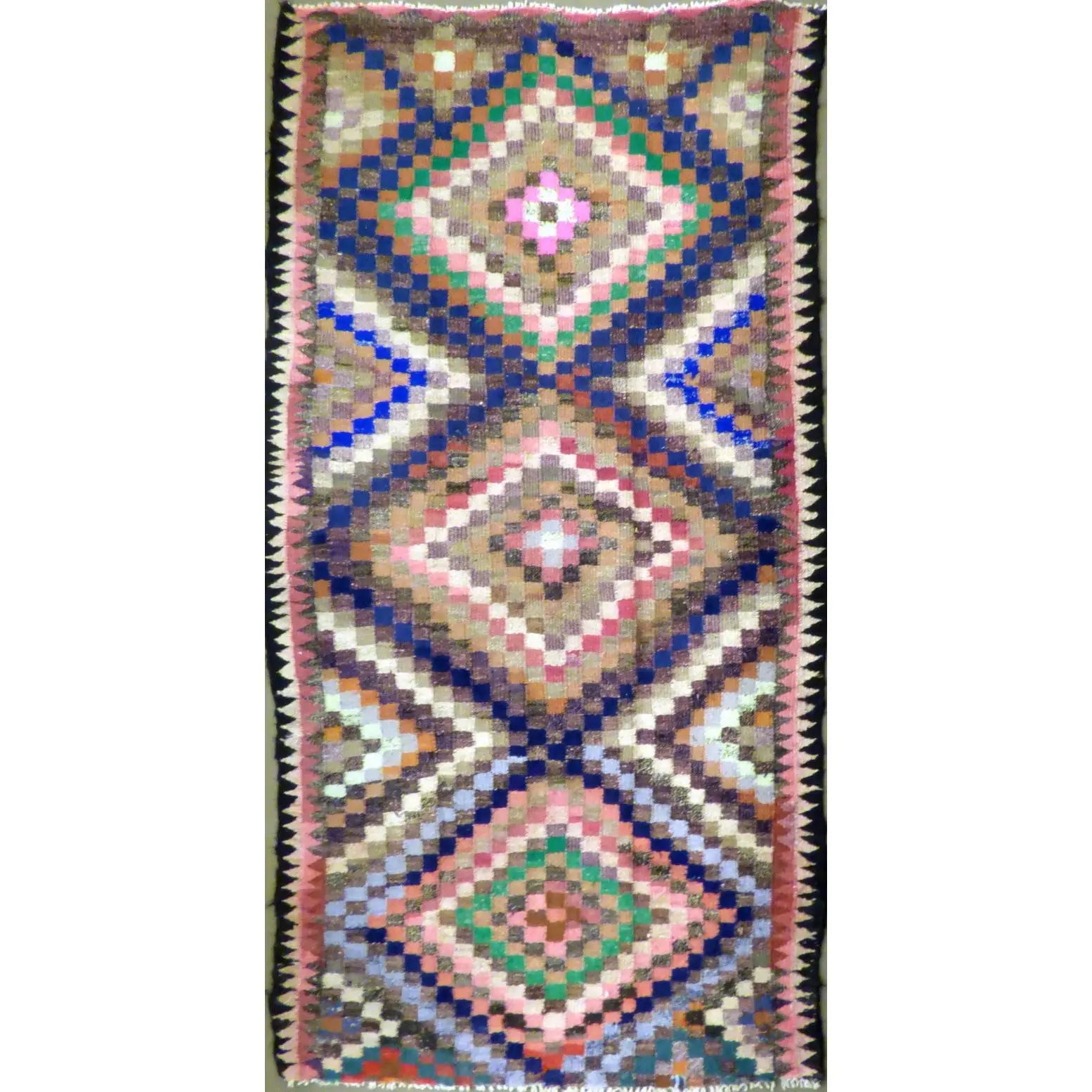 One Of The Kind Authentic Hand-Knotted Sanandaj Vintage Kilim 8'4" X 4'6"